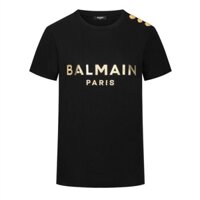 Balmain Áo Thun cotton Cổ Tròn Tay Lỡ In logo Nhãn Màu Vàng Kim Thời Trang Xuân Hè Cho Nam ne