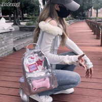 Balo Aolang Kitty y2k cay cô gái xương ngôi sao màu hồng da hợp thời trang ba lô thông thường