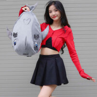 Balo Cá Mập SWAT BabyShark loại vải nhung mịn mềm vải 2 lớp dày dặn siêu xinh - MÀU XÁM