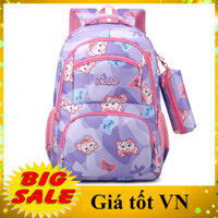 Balo cặp đi học chống gù lưng trẻ em học sinh tiểu trung học kiểu Nhật Bản, Ba lô cao cấp cho bé gái cấp 1-3