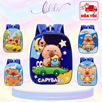 Balo Capybara cho bé đi nhà trẻ mẫu giáo đi học thêm Túi trẻ em họa tiết chuột lang đáng yêu vỏ nhựa nổi 3D BOLALA BA031