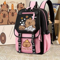 Balo capybara Cho Học Sinh từ lớp 2-6 Họa Tiết Dây Cài  tặng kèm dây cap