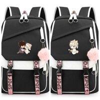 Balo Cầu Bông Hồng in hình NO LOVE ZONE chibi anime cặp sách đi học