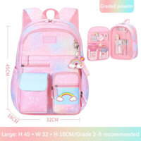 Balo cầu vồng, cặp sách đi học cho bé gái cấp 1, cấp 2 ba lô học sinh trung học siêu nhẹ chống nước nhẹ cho trẻ em. Nlan