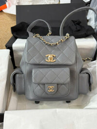 Balo Chanel Mini 24P Siêu Cấp Da Hạt Màu Xám 21.5×19.5x12cm