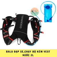 Balo chạy trail,đạp xe kèm vest nước 2L,đựng điện thoại,bình nước,gel,muối có vạch phản quang phía trước và sau