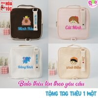 Balo Cho Bé Mầm Non, Cặp Cho Bé Mẫu Giáo - Thêu Tên Theo Yêu Cầu, Có Dây Chống Đi Lạc, Đựng Bìm Sữa - Tiệm Thêu Qho