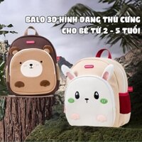 Balo cho bé mầm non mẫu giáo từ 2 đến 5 tuổi 1989KIDS hình in động vật đáng yêu, có kèm dây chống lạc,balo trẻ em