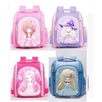 Balo cho bé trai bé gái tiểu học, Cặp sách chống gù cho học sinh từ lớp 1 đến 3 in nổi 3D công chúa dễ thương