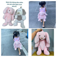 Balo Chó Bông, Thỏ Bông 40cm Cho Bé Mầm Non Mang Đi Học, Chất Liệu Vải Siêu Mềm Mịn, Vừa Làm Balo Vừa Làm Gấu Bông Ôm