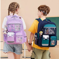 🧑Balo Chống Gù Cho Bé Trai Gái Siêu Nhẹ Chống Nước, Ba lô cấp 1, Cặp Sách Học Sinh Tiểu Học（không kèm móc khóa）AYW555