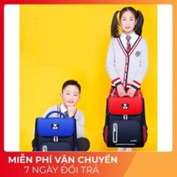 balo chống gù dáng hộp, balo cho học sinh tiểu học có phát quang bảo vệ cao cấp