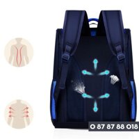 balo chống gù dáng hộp, balo cho học sinh tiểu học có phát quang bảo vệ cao cấp