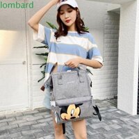 Balo Chuột Mickey LOMBARD, Túi Mẹ Màu Trơn Hoạt Hình, Thời Trang Phong Cách Hàn Quốc Đa Năng Chăm Sóc Cho Bé Bảo Quản Tã Cho Bé Phụ Nữ Mang Thai