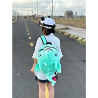 Balo con rồng răng sún màu xanh ngọc vải nhung mềm mịn,dễ thương