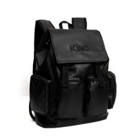 Balo Da King 4 Thiêu Trên - Backpack Unisex Chống Nước - Màu Đen - Họa Tiết Thiêu Trên