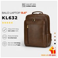 Balo Da Laptop 15.6 Inch Nhỏ Gọn, Balo Laptop 16 Inch Da Cao Cấp, Balo Da Cho Nam Nữ Chống Nước Kim Long KL632