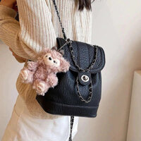 Balo Da Mềm Size 19 Hàng QCCC Tặng Kèm Móc Gấu