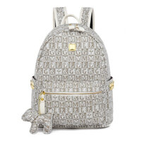 Balo Da Nam Nữ Đeo Vai Size 40 Họa Tiết GML Hàng Quảng Châu Chất Liệu Da PU Kèm Móc Khóa Cún L0800