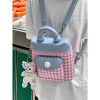 balo da nữ balo hello kitty Túi đeo chéo hai vai ca rô thiếu nữ ngọt ngào thiết kế thích hợp ba lô nhỏ xách tay thường ngày mẫu mới 2024 cho nữ