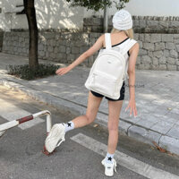 Balo da trắng kẻ sọc [MẪU MỚI] chất da Pu chống thấm nước, vừa sách vở A4 và Laptop, hoạ tiết kẻ sọc - edge, novstore