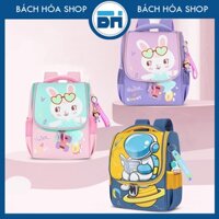 Balo dáng hộp, vải Polyester chống thấm nước, có phản quang phát sáng, họa tiết hoạt hình - Dành cho bé mẫu giáo, lớp 1
