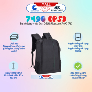 Balo dành cho máy ảnh DSLR Rivacase 7490 (PS)