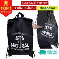Balo dây rút unisex, Balo dây rút gấp gọn, vải dù chống thấm nước, Balo dây rút unisex, túi gấp, túi dây rút - vải dù chống thấm nước - Chính hãng dododios - Black