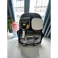 Balo Degrey đi học - hình hộp Đen trắng cá tính, tiện lợi