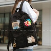 Balo đen túi trong gấu xinh basic