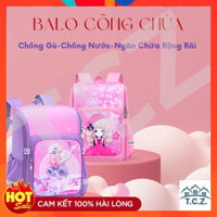 Balo đi học cho bé cấp 1 chống gù chống thấm nước, họa tiết công chúa dễ thương sức chứa lớn thoáng khí, balo bé gái.