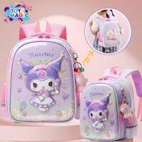 Balo Đi Học Cho Bé Tiểu Học, Cặp Sách Hình Kuromi, Thỏ Hồng Dễ Thương Hình 3D Ngộ Nghĩnh Vải Chống Nước Tặng Móc Khoá