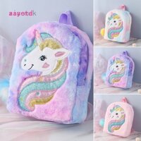 Balo Đi Học Hình Kỳ Lân Phối Khóa Kéo Dễ Thương Cho Bé Gái Mẫu Giáo