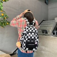 Balo đi học kẻ caro phong cách ulzzang đựng Laptop cho học sinh style Hàn Quốc unisex Mohana MH292