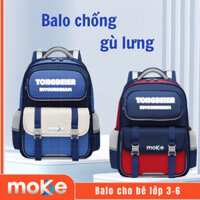 Balo đi học MOKE cho bé lớp 3 đến lớp 6 phong cách học sinh Quốc tế chống thấm nước chống gù lưng 3508