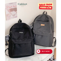 Balo đi học nam nữ CÓ MÓC KHÓA unisex xinh xắn trơn basic đen xám thời trang ulzzang hàn quốc chống thấm nước CABINET