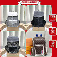 Balo Đi Học Nam Nữ Đi Ô Vải Canvas Dệt chữ Túi Hộp Nắp Da Trơn -  Balo Nam Boy Phố Đi Học Vải Phối Da Vân Chìm