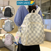 Balo đi học nữ balo đi chơi nữ balo thời trang nữ sọc caro xinh xắn cute nhiều ngăn chống thấm nước CX12