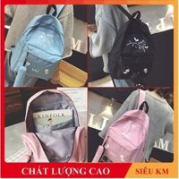 Balo Đi Học Nữ [Nhiều Mẫu Màu] Vải Canvas Hình Mèo Phong Cách Hàn Quốc , Balo Đi Học Nữ Thời Trang Nữ Cá Tính