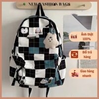 Balo Đi Học Nữ Phối Màu Kẻ Caro Ulzzang Chống Nước Có Ngăn Bí Mật Dáng Thời Trang Đi Học Đi Chơi BL02