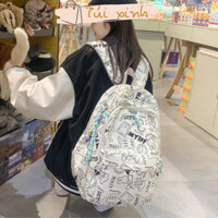 Balo đi học nữ thời trang ulzzang hàn quốc họa tiết thỏ xinh chất liệu vải dù nhiều ngăn chống thấm nước TVBL38