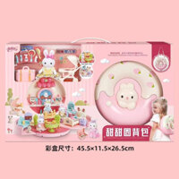 Balo đồ chơi công chúa Gia Đình Thỏ hình bánh Donut, balo đeo chéo cho bé