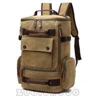 Balo du lịch nam vải canvas cao cấp Dành Cho Đi Học, Dã Ngoại, Đi Phượt, Đựng Laptop 14-17 - màu kaki