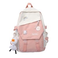 Balo Fashion chất vải chống thấm phối màu tặng sticker và móc khóa vịt