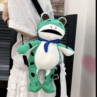 Balo Gấu Nhồi Bông Con Ếch Xanh Cột Nơ (Có túi nhỏ đựng điện thoại, ví, thẻ...)