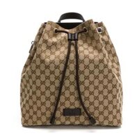 Balo Gucci GG Supreme Drawstring Backpack Brown