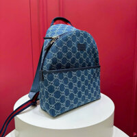 Balo Gucci Siêu Cấp Chất Liệu Vải Bạt Họa Tiết Monogram Màu Xanh Dương 25x32x11cm
