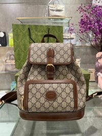 Balo Gucci With Interlocking G Beige Siêu Cấp Màu Nâu Vải Canvas 26.5x30x13cm