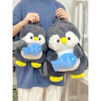 Balo Hình Chim Cánh Cụt Dễ Thương, Chất Liệu Lông Mềm Mại, Phong Cách Trẻ Em và Người Lớn