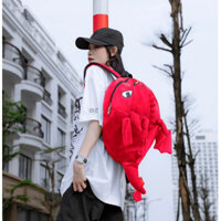 Balo hình rồng con răng sún vải nhung mịn êm siêu cute, balo vải 2 lớp nhiều màu cỡ trung